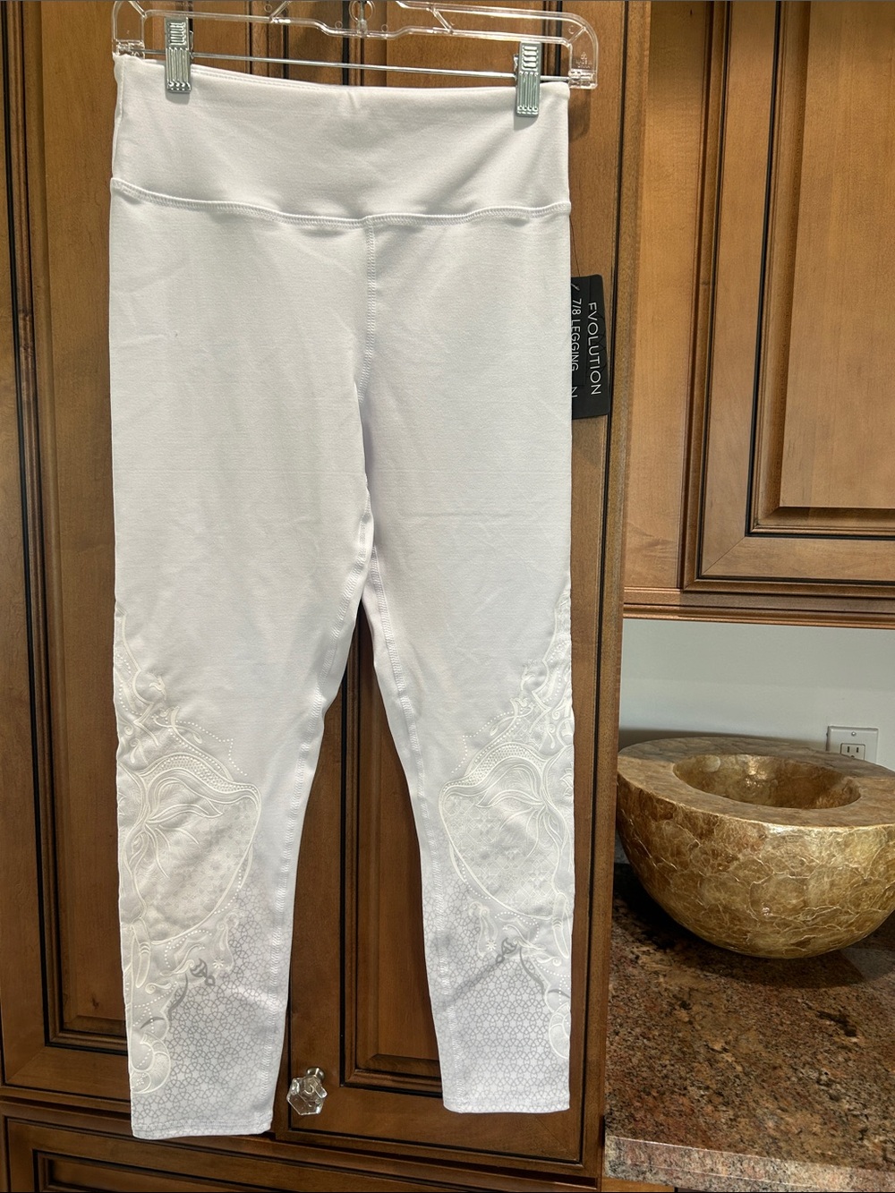 Evolution and Creation White Leggings with Embroidered Detail